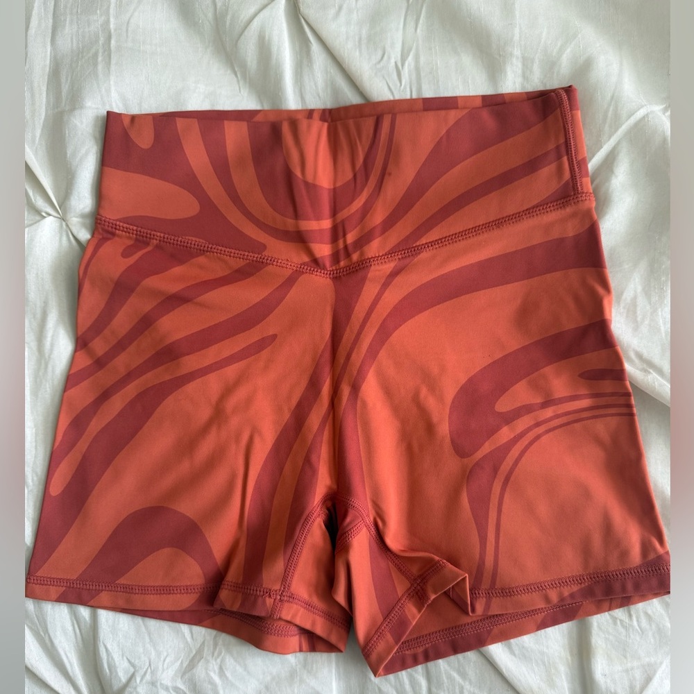 VITALITY Stylish Orange Patterned Bike Shorts